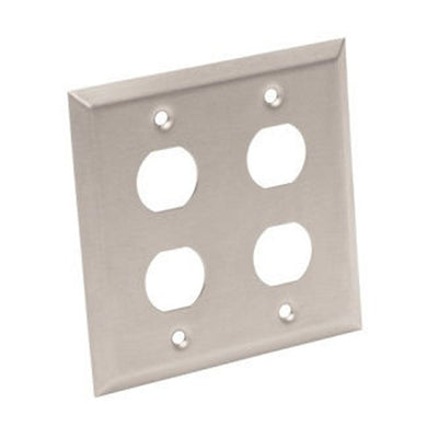 Eaton N206-FP04-IND 4 Port Double Gang Faceplate, Stainless Steel, Industrial Grade, IP44, TAA