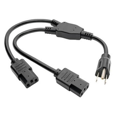 Eaton P006-18N-2 Y Splitter Power Cable, NEMA 5-15P to 2x C13 - 10A, 125V, 18 AWG, 1.5 ft. (0.45 m), Black