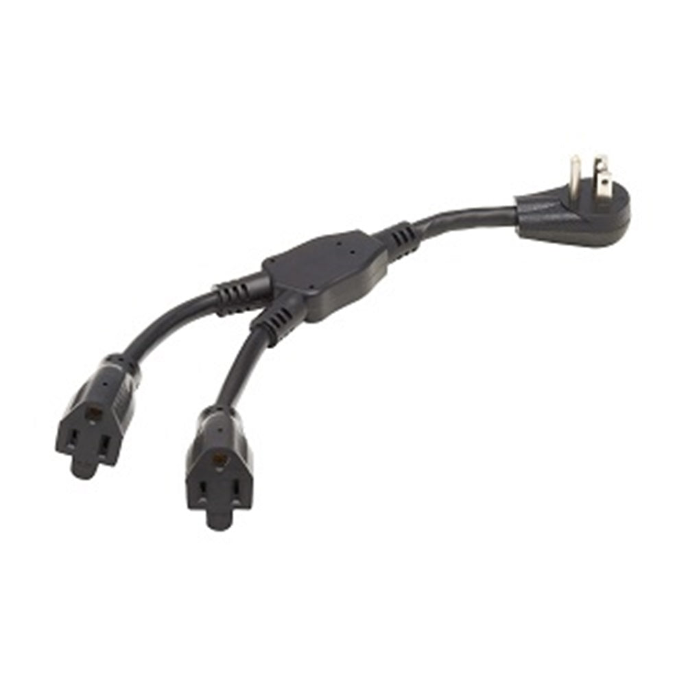 Eaton P024-001-15D-2 Extension Cord Y Splitter, Right-Angle NEMA 5-15P to 2x NEMA 5-15R - Heavy Duty, 15A, 120V, 14 AWG, 1 ft.