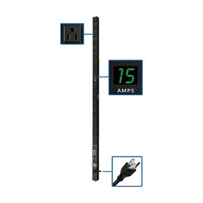 Eaton PDUMV15 1.4kW Single-Phase Local Metered PDU, 120V Outlets (16 5-15R), 5-15P, 15 ft. (4.57 m) Cord, 0U Vertical, 48
