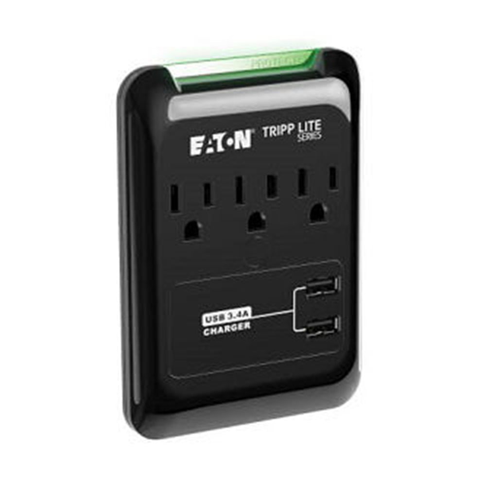 Eaton SK30USB Protect It! 3-Outlet Surge Protector, Direct Plug-In, 540 Joules, 3.4 A USB Charger, Diagnostic LED