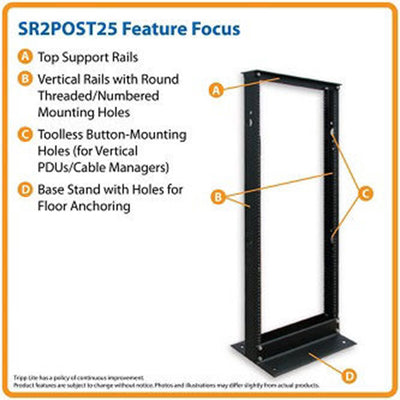 Eaton SR2POST25 25U SmartRack 2-Post Open Frame Rack - Organize and Secure Network Rack Equipment