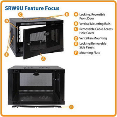 Eaton SRW9U SmartRack 9U Low-Profile Switch-Depth Wall-Mount Mini Rack Enclosure