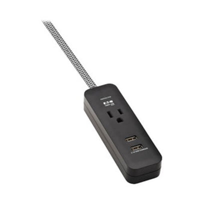 Eaton TLP104USB Tripp Lite Series 1-Outlet Surge Protector with 2 USB Ports (2.1A Shared) - 4 ft. Cord, 5-15P Plug, 450