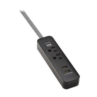 Eaton TLP206USB Tripp Lite Series 2-Outlet Surge Protector with 2 USB Ports (2.1A Shared) - 6 ft. Cord, 5-15P Plug, 450