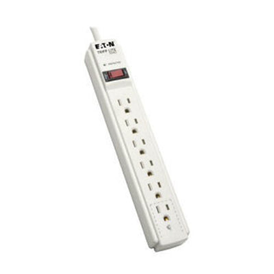 Eaton TLP606 Protect It! 6-Outlet Surge Protector, 6 ft. Cord, 790 Joules, Diagnostic LED, Light Gray Housing