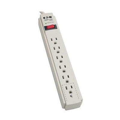 Eaton TLP608 Protect It! 6-Outlet Surge Protector, 8 ft. (2.43 m) Cord, 990 Joules, Low-Profile Right-Angle 5-15P plug