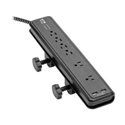 Eaton TLP608DMUAM Tripp Lite Series Safe-IT 6-Outlet Surge Protector, 2 USB Charging Ports, 8 ft. Cord, 5-15P Plug, 2100 Joules