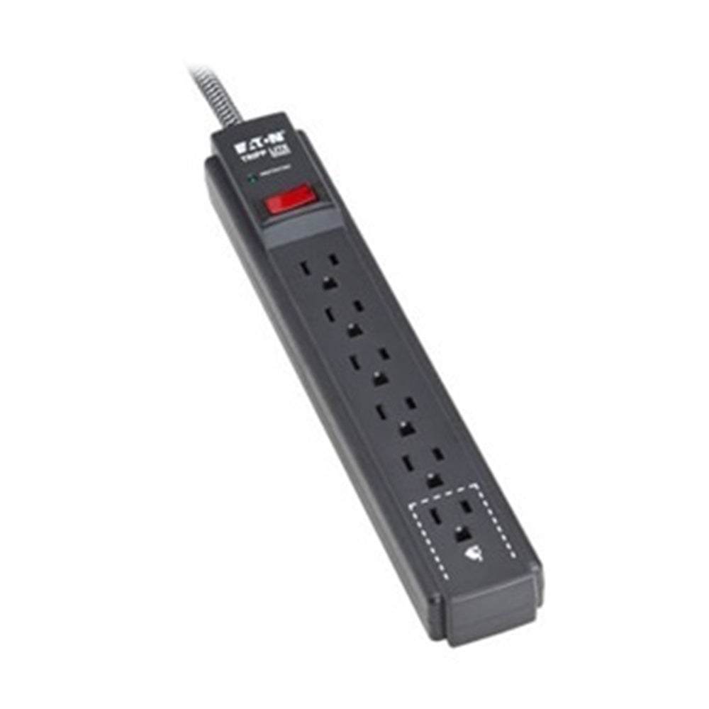 Eaton TLP610DB Tripp Lite Series 6-Outlet Surge Protector - 5-15R Outlets, 1200 Joules, 10 ft. 3 m Braided Cord, Black