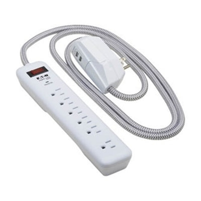 Eaton TLP616USB Tripp Lite Series 7-Outlet Surge Protector - 6 on strip/1 in detachable plug, 2 USB Ports (2.4A Shared)