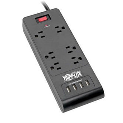 Eaton TLP664USBB 6-Outlet Surge Protector with 4 USB Ports (4.2A Shared) - 6 ft. (1.83 m) Cord, 900 Joules, Black