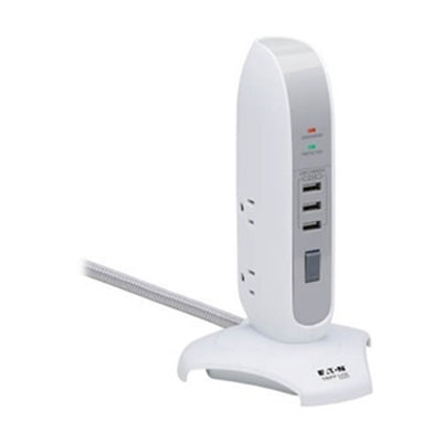 Eaton TLP66USB Tripp Lite Series 5-Outlet Surge Protector Tower, 3x USB Ports (3.1A Shared), 6 ft. Cord, 5-15P Plug, 1200