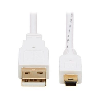 Eaton U030AB-003-WH Tripp Lite Series Safe-IT USB 2.0 A to USB Mini-B Antibacterial Cable (M/M), White, 3 ft. (0.91 m)