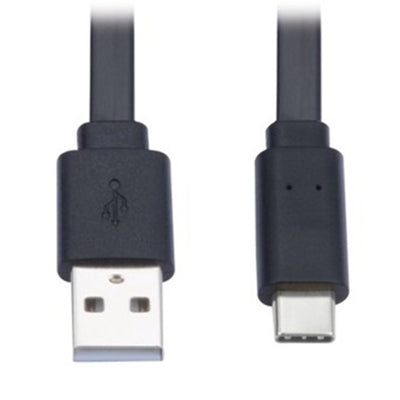Eaton U038-003-FL Tripp Lite Series USB-A to USB-C Flat Cable - M/M, USB 2.0, Black, 3 ft. (0.91 m)