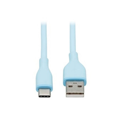 Eaton U038AB-006-S-LB Tripp Lite Series Safe-IT USB-A to USB-C Antibacterial Cable, USB 2.0, Ultra Flexible (M/M), Light Blue, 6