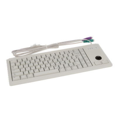 Cherry G84-4420LPBEU-0 Light Grey 15" ultraslim PS2 keyboard with optical trackball. US Int'l space reduced 83 position key layout.