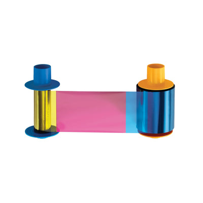Fargo 045230 YMCKO Cartridge with Cleaning Roller: Full-color ribbon with resin black and clear overlay panel - 700