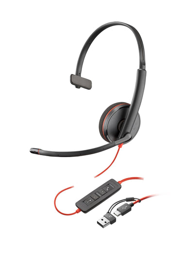 HP Poly 8X2J9A6 Poly Blackwire 3220 Stereo USB-C Black Headset +USB-C/A Adapter (Bulk). Minimum order quantity 50.