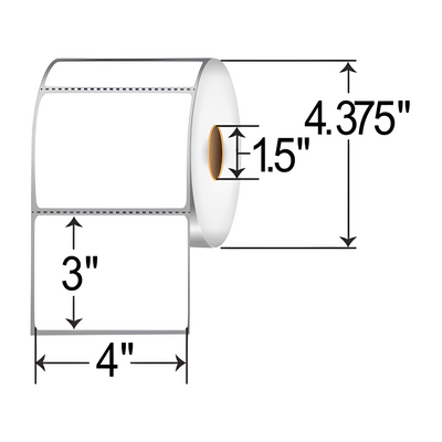 Sato SR15LT-51163 LABEL 4 x 3, 1.5-ID 4.375-OD PERF OUT 730/RL 4RL/CTN 2920/CTN SF100 Polypropylene Labels