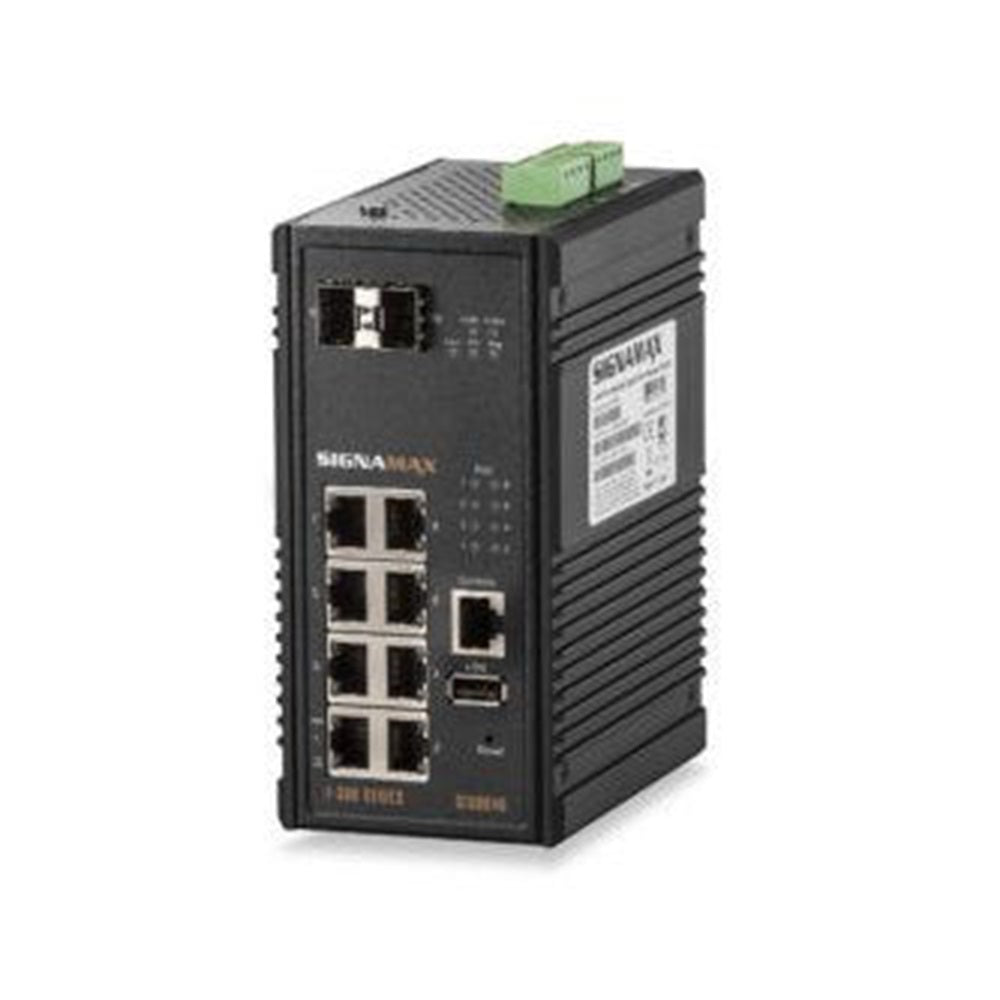 Signamax SI30040 I-300 8 Port Industrial Gigabit PoE+ Swith with 2 SFP Ports