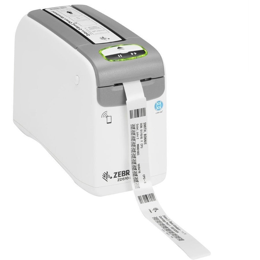 Zebra ZD51013-D01B01FZ DT Printer ZD510 Wristband; ZPL II, XML, 300 dpi, US Cord, USB, USB Host, Ethernet, 802.11, BT USA/Canada