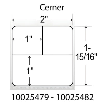 Zebra 10025479 Label, Paper, 2x1.9375in (50.8x49.2mm); DT, 8000D Lab, Coated, Permanent Adhesive, 3in (76.2mm) core