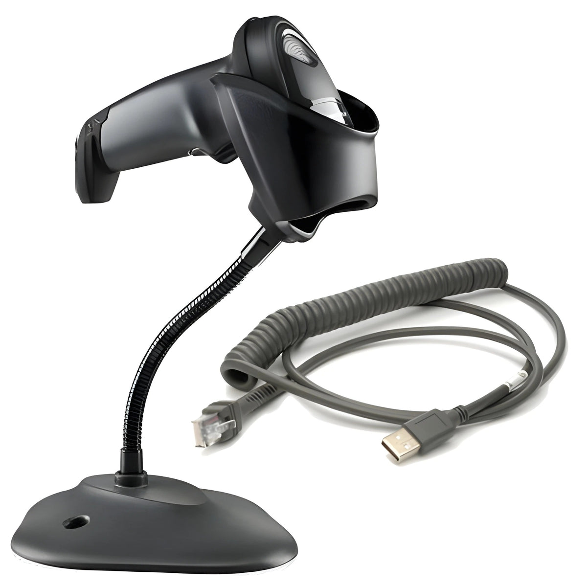 Zebra DS4608-SR7U3200SGW Ds4608-Sr Black With Stand Usb Kit: Ds4608-Sr00007Zzww Scanner, Cba-U32-C09Zar Shielded Coiled Usb Cable