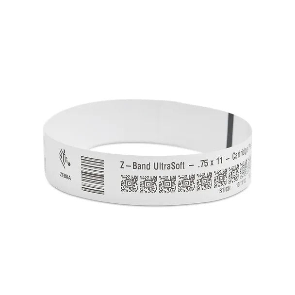 Zebra 10033832-4K Wristband, Synthetic, 1.1875x11in (30.2x279.4mm); DT, Z-Band Ultra Soft Lam, Coated, Permanent Adhesive, 1in