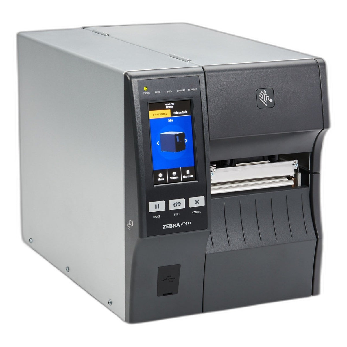 Zebra ZT41142-T110000Z TT Printer ZT411; 4", 203 dpi, US Cord, Serial, USB, 10/100 Ethernet, Bluetooth 4.1/MFi, USB Host, Peel, EZPL