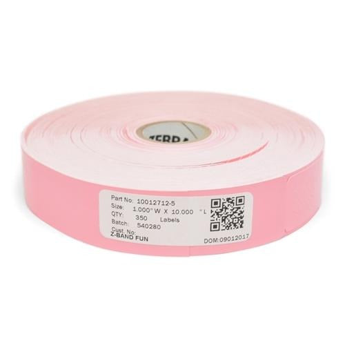 Zebra 10012712-5 Wristband, Polypropylene, 1x10in (25.4x254mm); Direct thermal, Z-Band Fun, Adhesive closure, 1in (25.4mm)