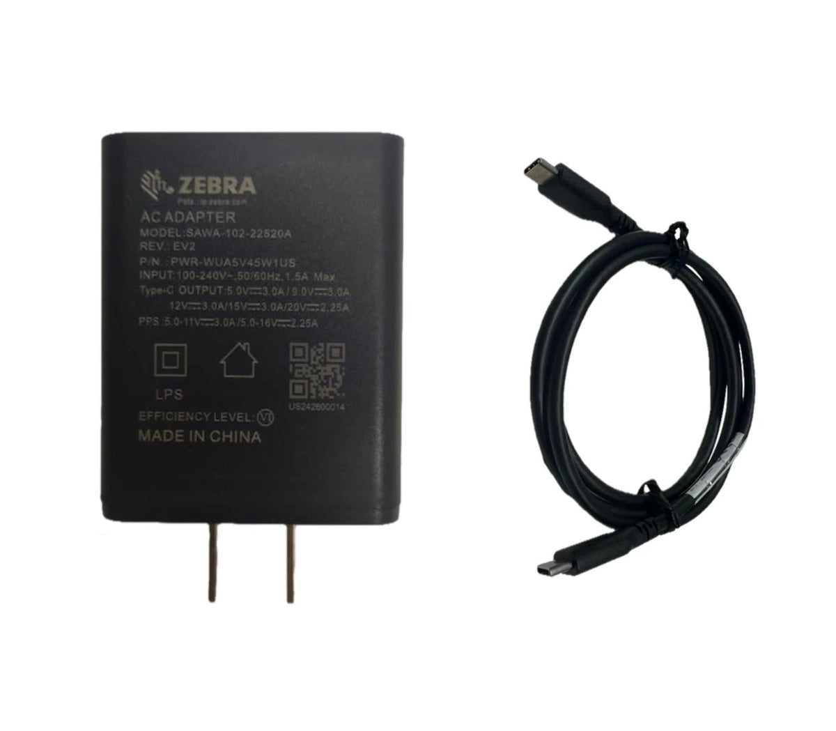 Zebra PWR-WUA5V45W1US Usb Type C Power Supply Adaptor With Us Plug. Used With Usb-C Cable (Cbl-Ec5X-Usbc3A-01) To Charge Device.