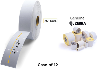 Zebra 10015779 Label, Polypropylene, 2x2in (50.8x50.8mm); DT, PolyPro 4000D, High Performance Coated, All-Temp Adhesive