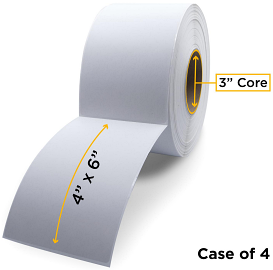 Zebra 10000290 Label, Paper, 4x6in (101.6x152.4mm); DT, Z-Perform 2000D, Value Coated, All-Temp Adhesive, 3in (76.2mm) core