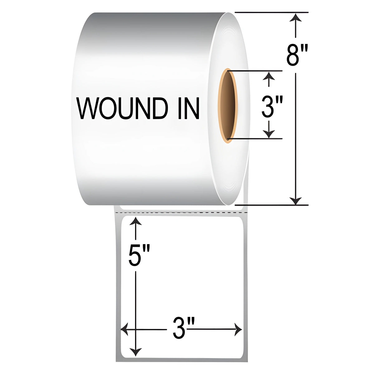 Sato SR30LT-10398 LABEL 3 x 5, 3-ID 8-OD PERF, WOUND IN 1200/RL 4RL/CTN 4800/CTN SATO-Transfer 200P
