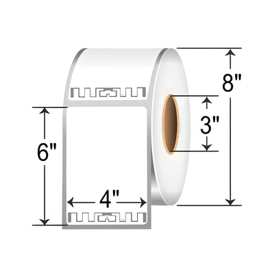 Sato SR30KT-10431 LABEL 4 x 6, 3-ID 8-OD NO PERF, WOUND OUT 1000/RL 4RL/CTN 4000/CTN SATO-Transfer 200P RFID