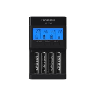 Panasonic WAS-AACHARGER-4PK Eneloop Pro "AA" Charger CC65 with 4 Pack Batteries