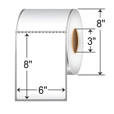 Sato SR30LT-51079 LABEL 6 x 8, 3-ID 8-OD PERF, WOUND OUT 750/RL 4RL/CTN 3000/CTN SF100 Polypropylene Labels