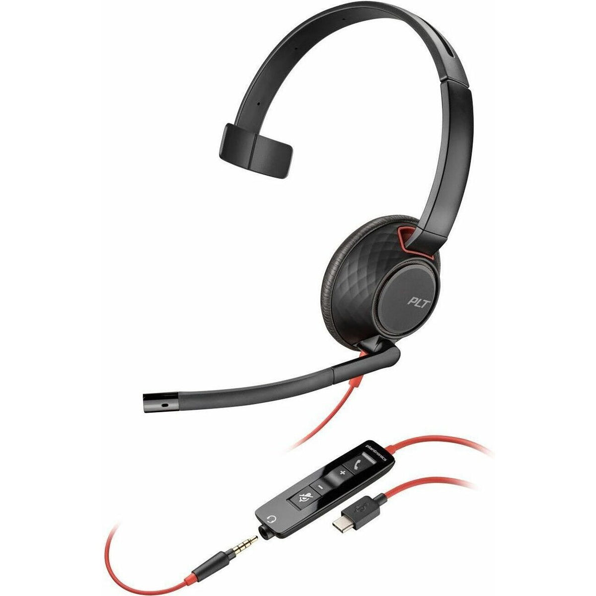 HP Poly 8X230A6 Poly Blackwire 5210 Monaural USB-C Headset +3.5mm Plug +USB-C/A Adapter (Bulk)