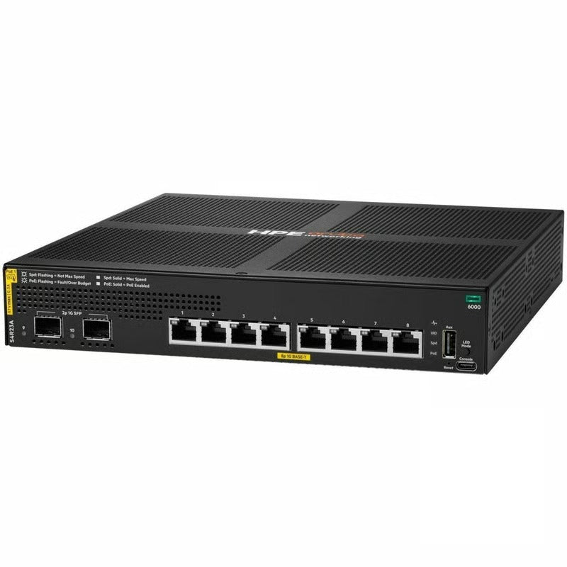 HP S4R23A#ABA Aruba Networking CX 6000 8p 10M/100M/1G Class4 PoE 2p SFP 1G 67W Switch US en